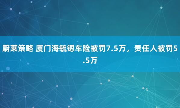 蔚莱策略 厦门海毓锶车险被罚7.5万，责任人被罚5.5万
